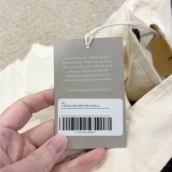 Everlane NEW Women's Off-White Apron Linen Tank Top Crisscross Back Size 6 - Picture 6 of 8
